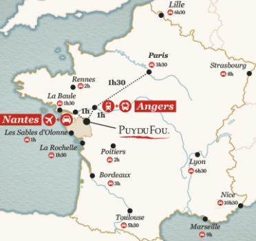 Carte de situation du Puy du Fou en france